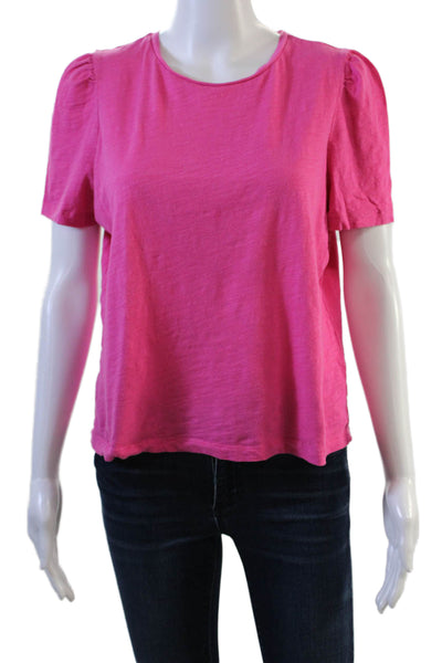 The Westside Women Basic Pink Cotton Crew Neck T-Shirt Size M