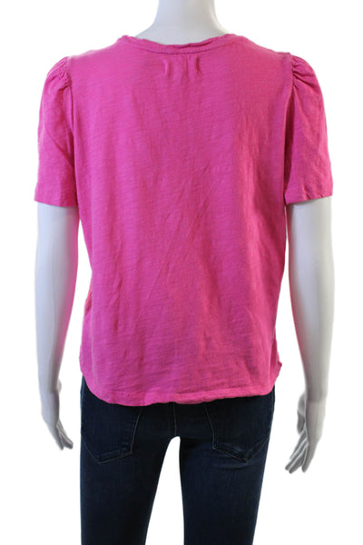 The Westside Women Basic Pink Cotton Crew Neck T-Shirt Size M
