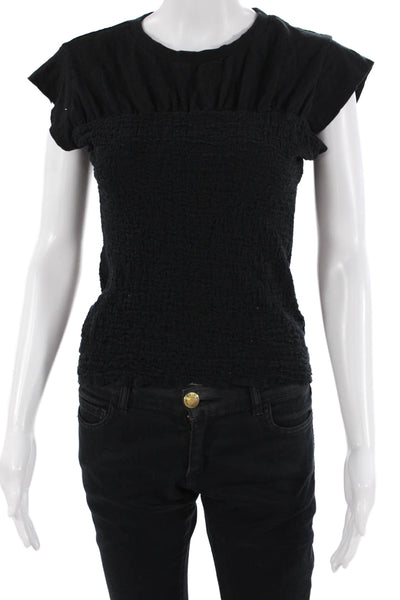 Maeve Anthropologie Women Basic T-Shirt Black Crew Neck Short Sleeve Size S