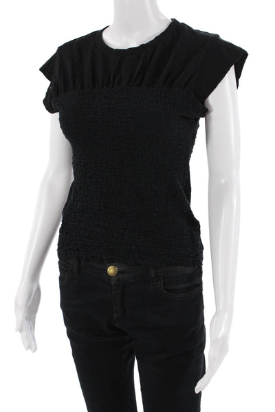 Maeve Anthropologie Women Basic T-Shirt Black Crew Neck Short Sleeve Size S