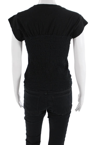 Maeve Anthropologie Women Basic T-Shirt Black Crew Neck Short Sleeve Size S