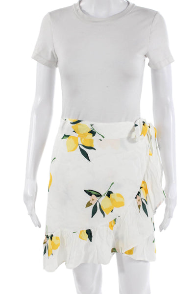 Rails Women White Floral Wrap Mini Skirt Rayon Size M