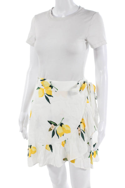 Rails Women White Floral Wrap Mini Skirt Rayon Size M