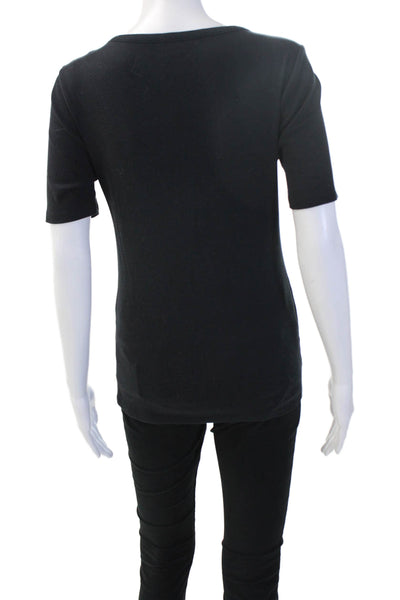 J Crew Women Basic Black Cotton T-Shirt Short Sleeve Round Neck Size M