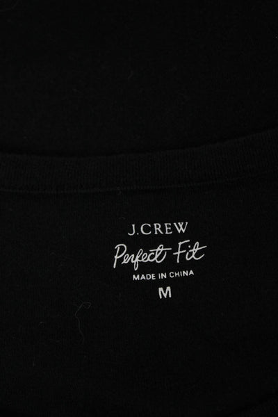 J Crew Women Basic Black Cotton T-Shirt Short Sleeve Round Neck Size M