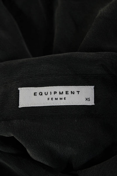 Equipment Femme Womens 100% Silk Dark Gray Collared Button-Up Blouse Size XS