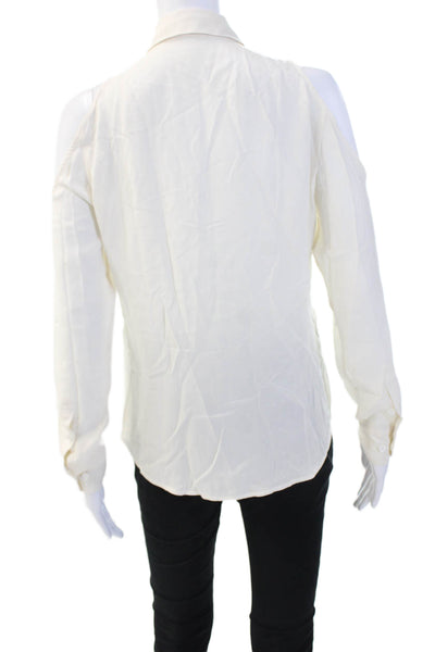Equipment Femme Womens Silk Collared Long Sleeve Button-Up Blouse White Size XS