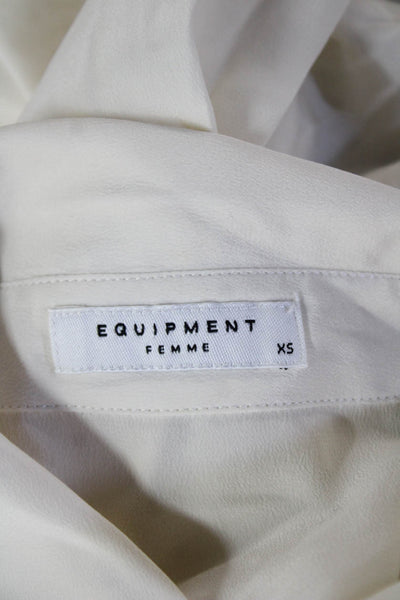 Equipment Femme Womens Silk Collared Long Sleeve Button-Up Blouse White Size XS