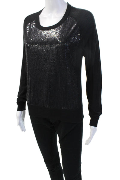 Worth New York Womens Pullover Sweatshirt Black Cotton Crew Neck Size S