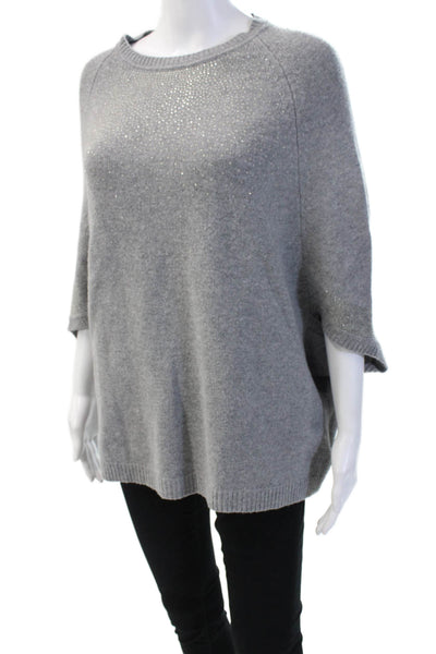 VDP Unisex Gray 100% Wool Pullover Crew Neck 3/4 Sleeve Sweater Size M