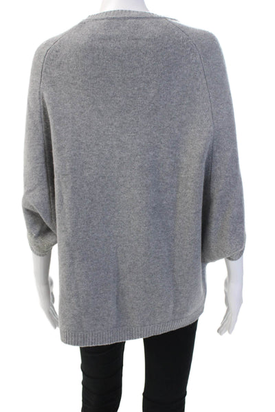 VDP Unisex Gray 100% Wool Pullover Crew Neck 3/4 Sleeve Sweater Size M