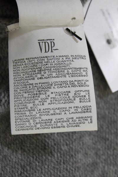 VDP Unisex Gray 100% Wool Pullover Crew Neck 3/4 Sleeve Sweater Size M