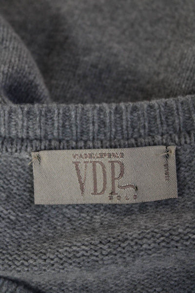 VDP Unisex Gray 100% Wool Pullover Crew Neck 3/4 Sleeve Sweater Size M