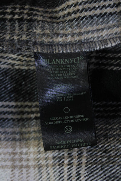 Blank NYC Women Beige Plaid Collared Snap Jacket 100% Polyester Size XS
