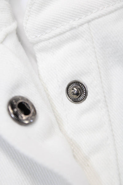 Bardot Women White Cotton Shirt Dress Mini Short Sleeve Button Collared Size 26