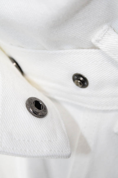 Bardot Women White Cotton Shirt Dress Mini Short Sleeve Button Collared Size 26
