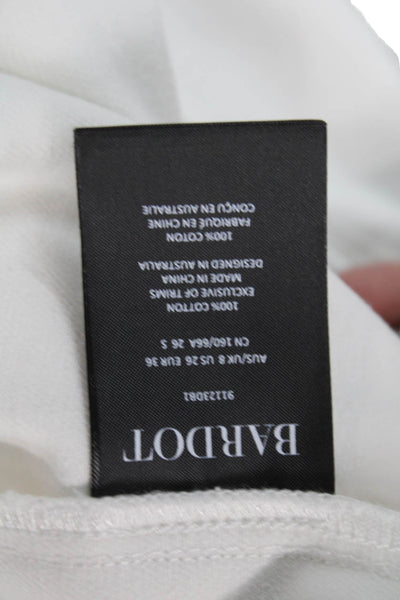 Bardot Women White Cotton Shirt Dress Mini Short Sleeve Button Collared Size 26