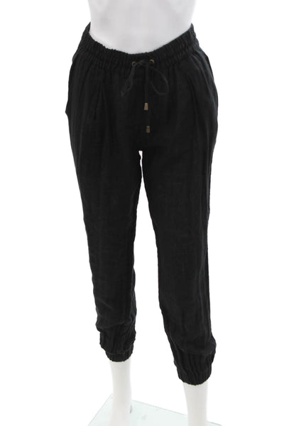 SOH Women Jogger Pants Black Cotton Drawstring Boho Size S