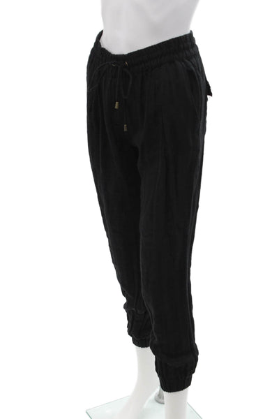 SOH Women Jogger Pants Black Cotton Drawstring Boho Size S
