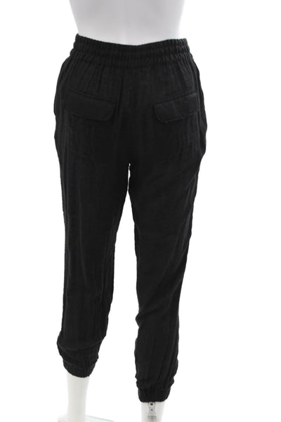 SOH Women Jogger Pants Black Cotton Drawstring Boho Size S