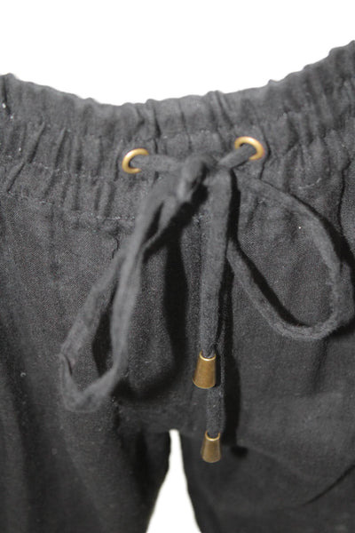 SOH Women Jogger Pants Black Cotton Drawstring Boho Size S