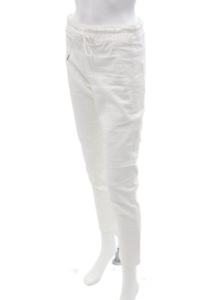Flog Women Cropped Jogger Pants White Cotton Blend Drawstring Size 27