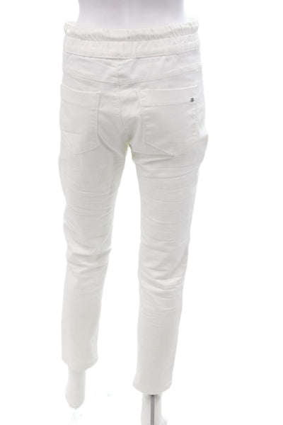 Flog Women Cropped Jogger Pants White Cotton Blend Drawstring Size 27
