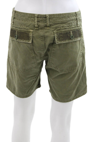 Current/Elliott Unisex Cargo Chino Shorts Green 100% Cotton Size 0