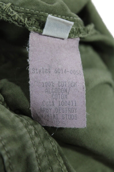 Current/Elliott Unisex Cargo Chino Shorts Green 100% Cotton Size 0
