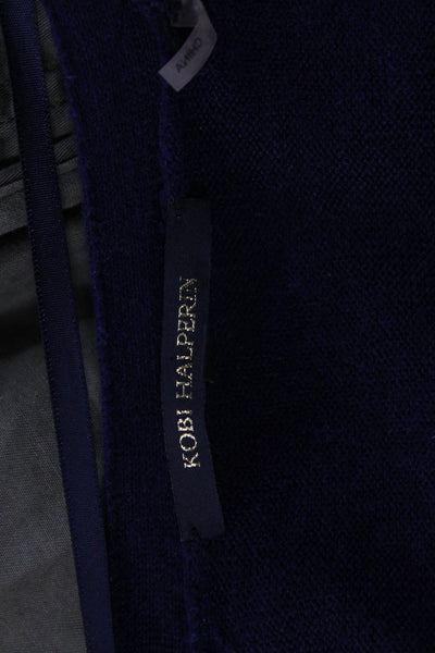 Kobi Halperin Women Cardigan Dark Blue V-Neck Linen Viscose Size M
