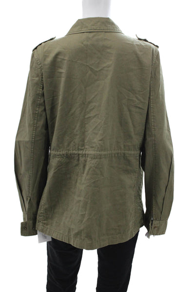 Lily Aldridge For Velvet Women Military Jacket Green Cotton Collared Size L