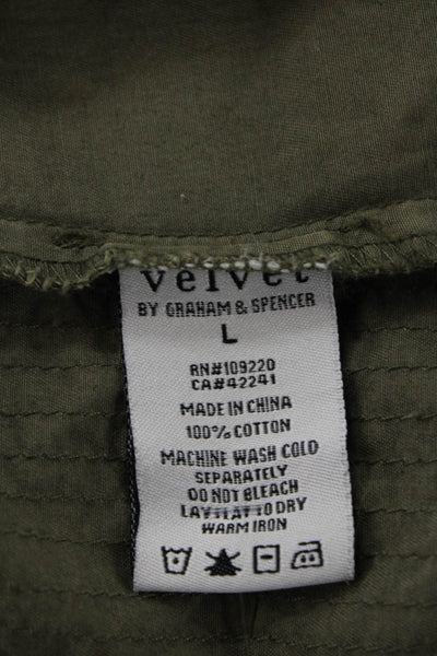 Lily Aldridge For Velvet Women Military Jacket Green Cotton Collared Size L