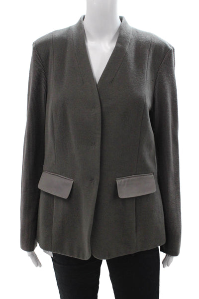 Worth New York Women Dark Gray Wool-Cashmere Blazer Long Sleeve Size M