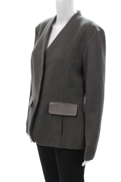 Worth New York Women Dark Gray Wool-Cashmere Blazer Long Sleeve Size M