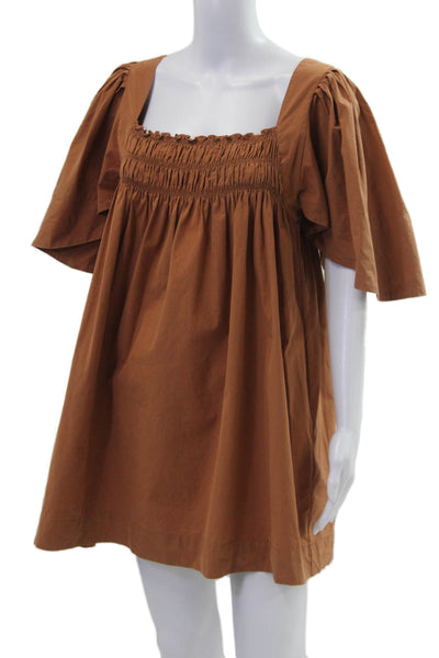 Three Graces London Women Trapeze & Swing Dress Brown Square Neck Size 6