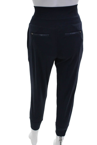 Athleta Women Cropped Jogger Pants Dark Blue Nylon Zip Petite Size XS