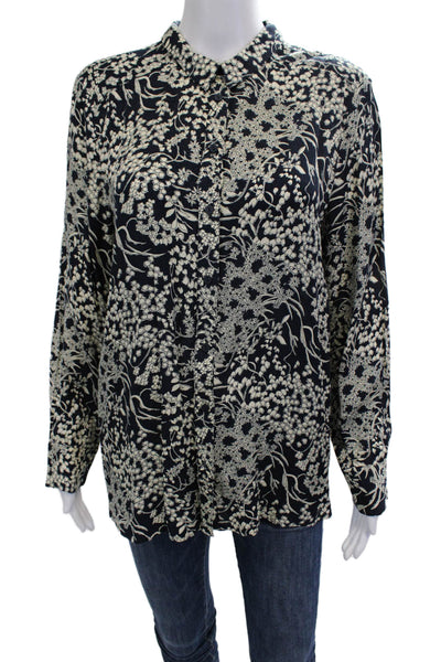 Ba&Sh Womens Black Floral Collared Button-Up Blouse Long Sleeve Size M