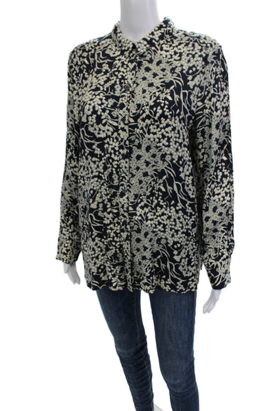 Ba&Sh Womens Black Floral Collared Button-Up Blouse Long Sleeve Size M