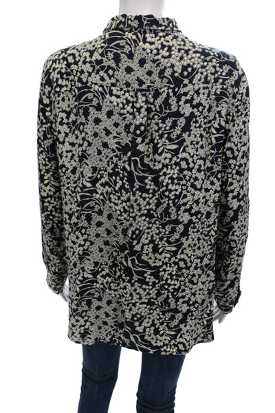 Ba&Sh Womens Black Floral Collared Button-Up Blouse Long Sleeve Size M