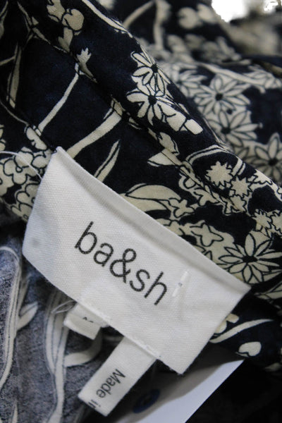 Ba&Sh Womens Black Floral Collared Button-Up Blouse Long Sleeve Size M