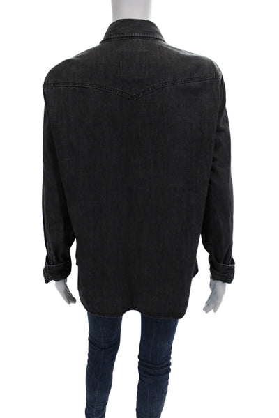 Zara Unisex Dark Gray Cotton Collared Button-Up Long Sleeve Cowboy Size XL