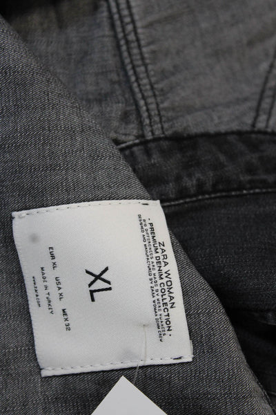 Zara Unisex Dark Gray Cotton Collared Button-Up Long Sleeve Cowboy Size XL