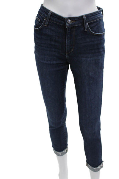 Joes Women Cropped Skinny Dark Blue Jeans Mid Rise Button Size 28