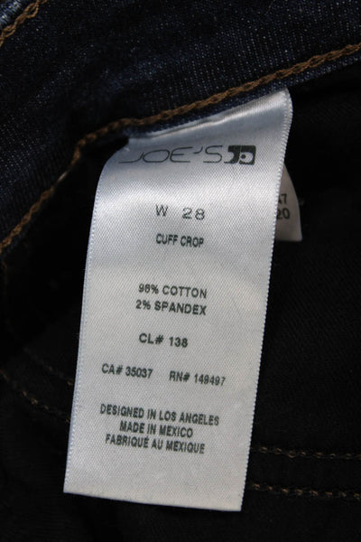 Joes Women Cropped Skinny Dark Blue Jeans Mid Rise Button Size 28