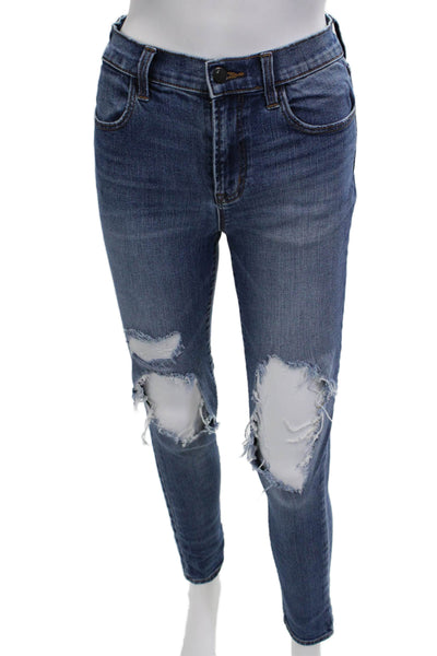 J Brand Womens Ankle Skinny Jeans Blue Mid Rise 98% Cotton Size 27