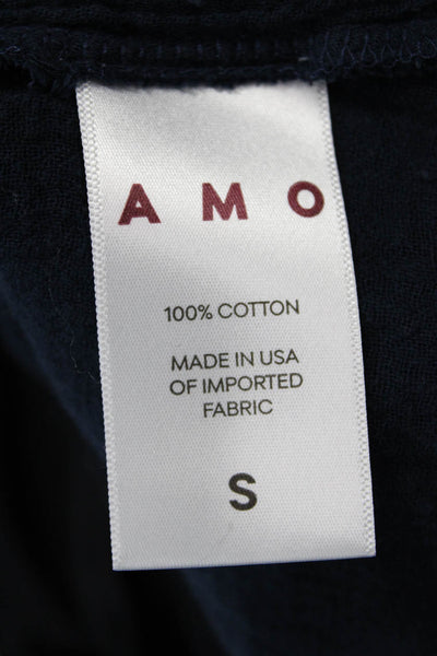 Amo Womens Dark Blue Cropped Tank Sleeveless Round Neck Cotton Size S