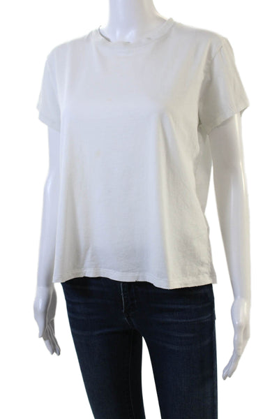 Leallo Women Basic White Cotton Crew Neck Short Sleeve TShirt Size S