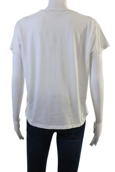 Leallo Women Basic White Cotton Crew Neck Short Sleeve TShirt Size S