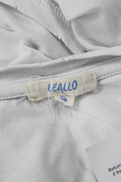 Leallo Womens Basic Jersey V-Neck Long Sleeve Cotton T-Shirt White Size S