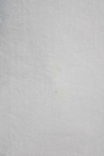 Leallo Women V-Neck Basic White Cotton Short Sleeve T-Shirt Size S